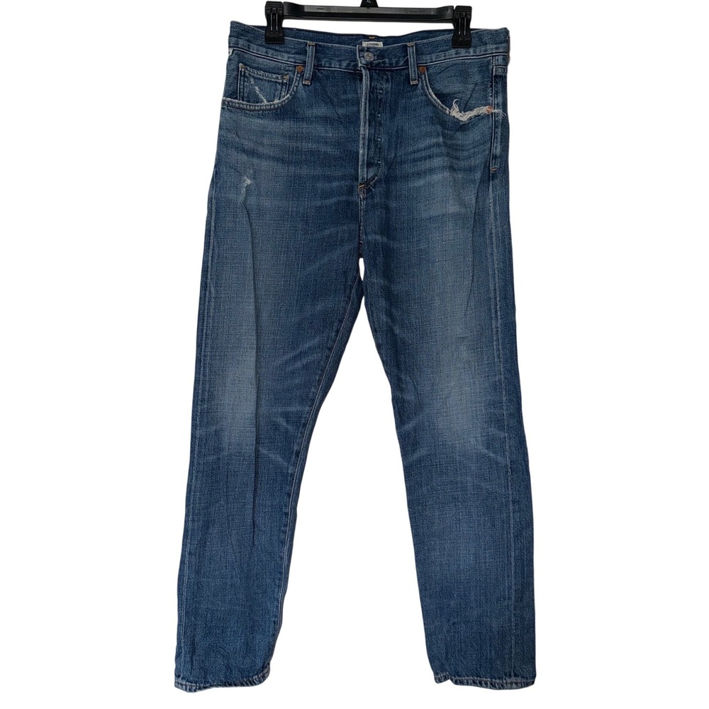 Citizens of Humanity Liya High Rise Classic Fit Crop Jeans Blue Distressed 29